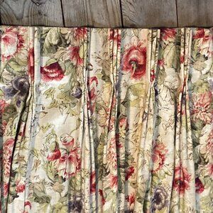 VINTAGE BARKCLOTH FLORAL PINCH PLEAT DRAPES POPPIES 73"